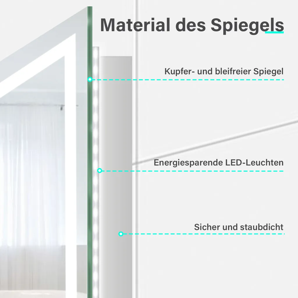 SONNI Specchio Illuminato LED 80x60 - Luce Perfetta per il Make-up - 5