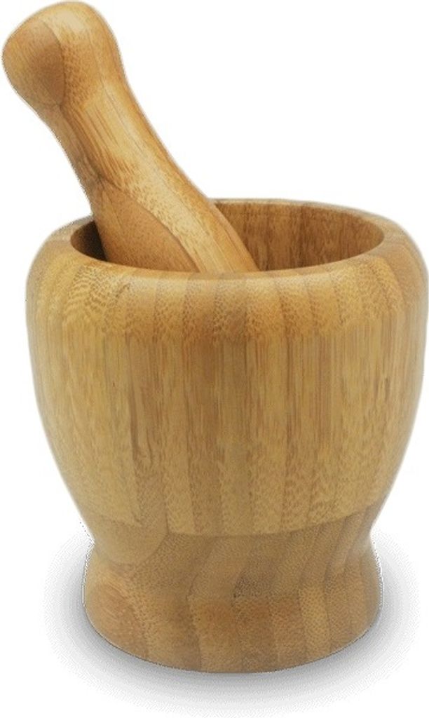 Mörser und Stößel aus Bambus [ Ø 10 cm Höhe 10 cm ] Produktbild 