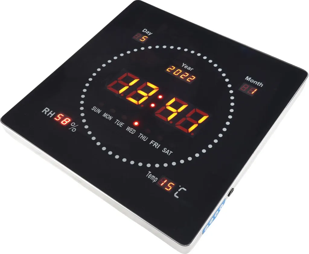 Horloge murale numérique lumineuse LED avec calendrier grand format XL - 5