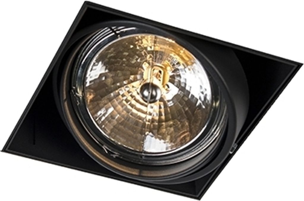 QAZQA - Modern Einbauspot schwarz AR111 drehbar und kippbar - Oneon I Wohnzimmer I Schlafzimmer - Stahl Quadratisch - LED geeignet G53