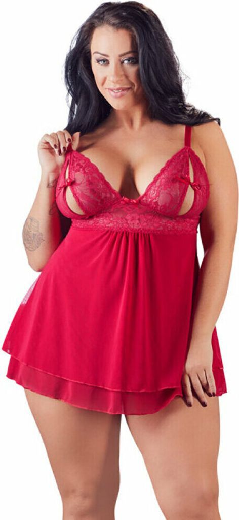 Babydoll mit geschlitzten Spitzen-Cups
