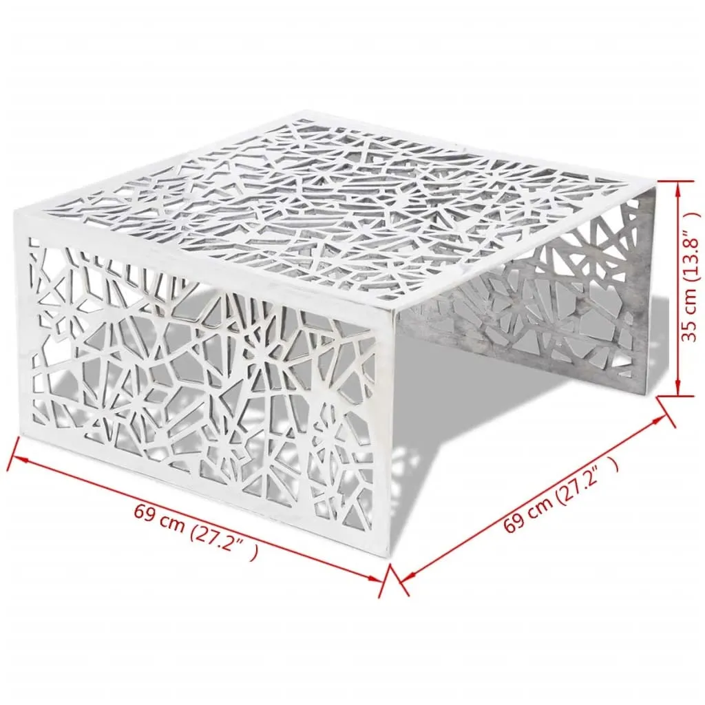 vidaXL Table basse argentée perforée géométrique en aluminium design - 5