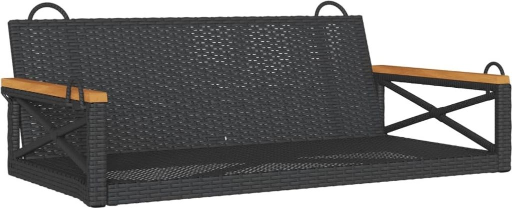 Hängebank Schwarz 109x62x40 cm Poly Rattan