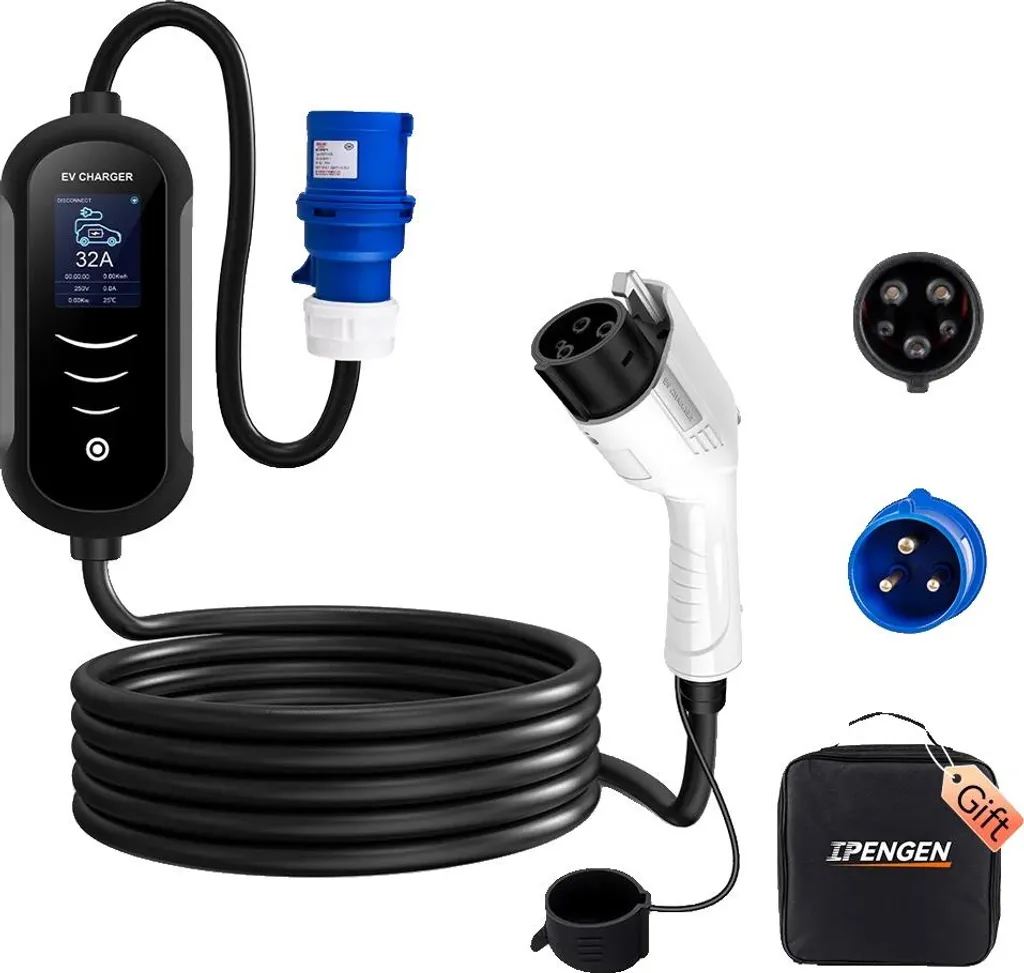 Câble de Charge Type 1 pour Voiture Électrique 7KW Prise CEE 32A
