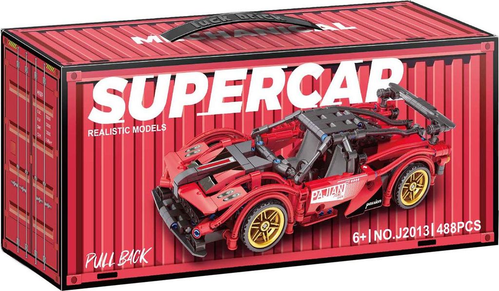 Bouwsteentjes set pull back sport auto - 488dlg.