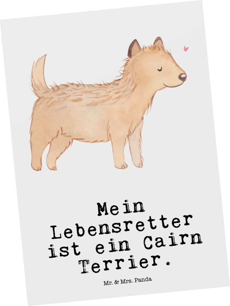 Mr. & Mrs. Panda Grußkarte Cairn Terrier Lebensretter - Weiß - Geschenk, Postkarte, Ansichtskarte, Kunstkarten, Ansichtskarten, Postkarten