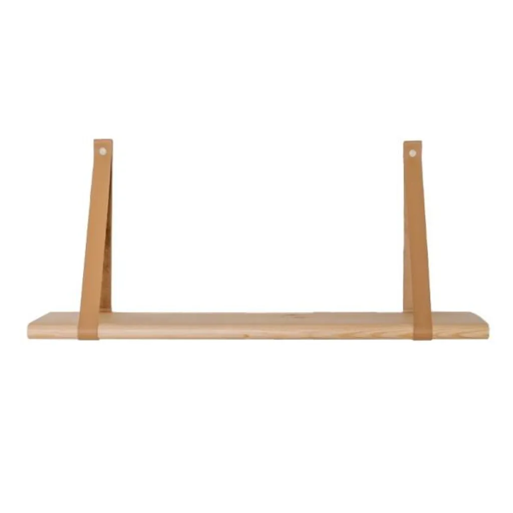 Étagère flottante 70x15cm leg&go en bois et cuir - Design Mural