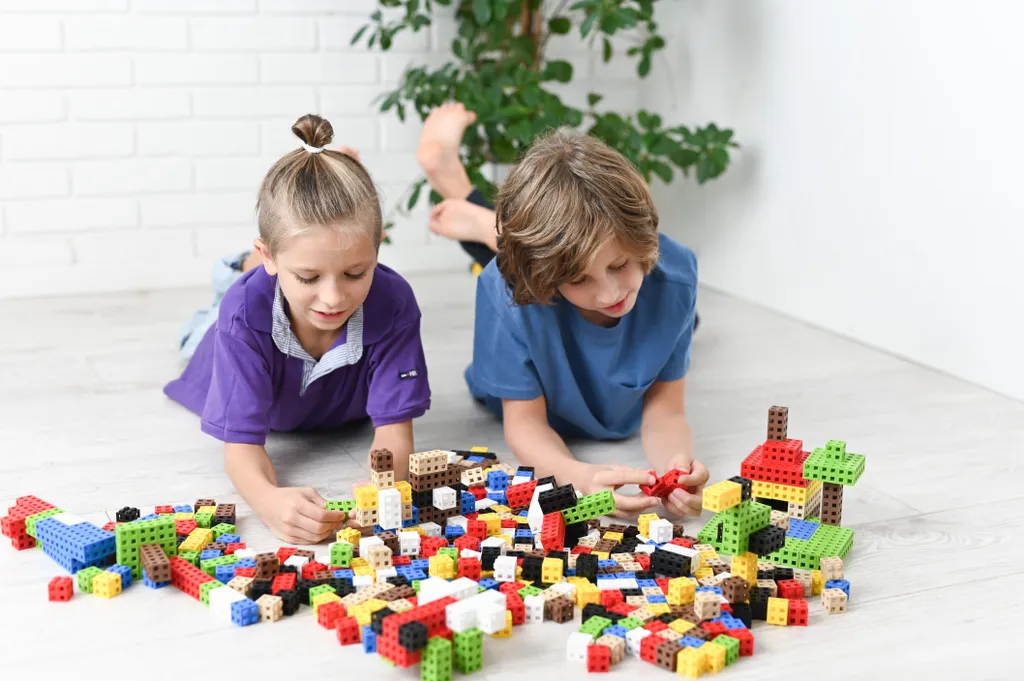 Cubes de construction 50 pcs multicolores - Jeu d'éveil créatif - 6
