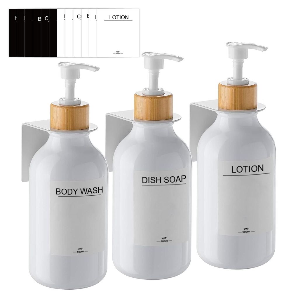 Wandmontierter Seifenspender, kein Bohren erforderlich, 3er-Pack, 500 ml Seifenspender, Shampoo-Spender, Duschseifenspender, Geschirrspülmittelspe...