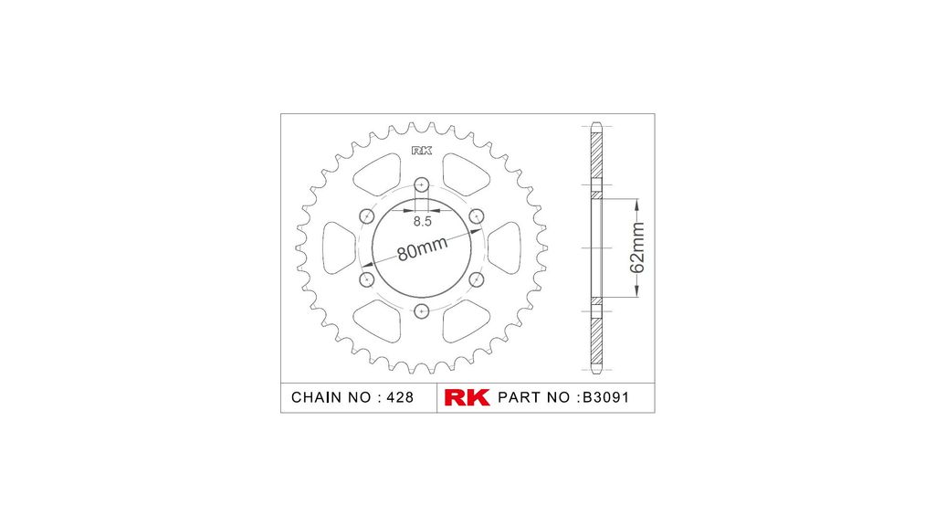 Rk Kettenblatt 428 52z Stahl silber