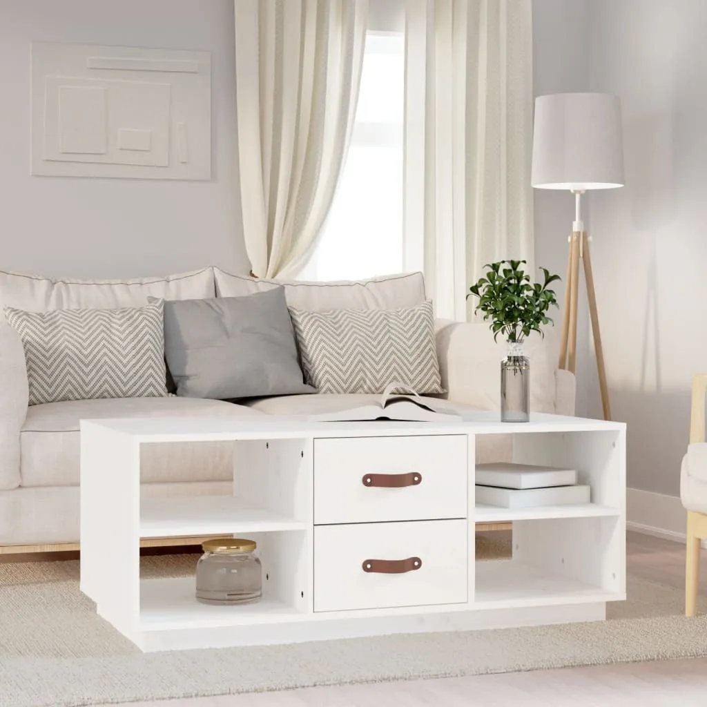 Maison Exclusive Tavolino Bianco 100x50x41 cm in Legno Massello di Pino