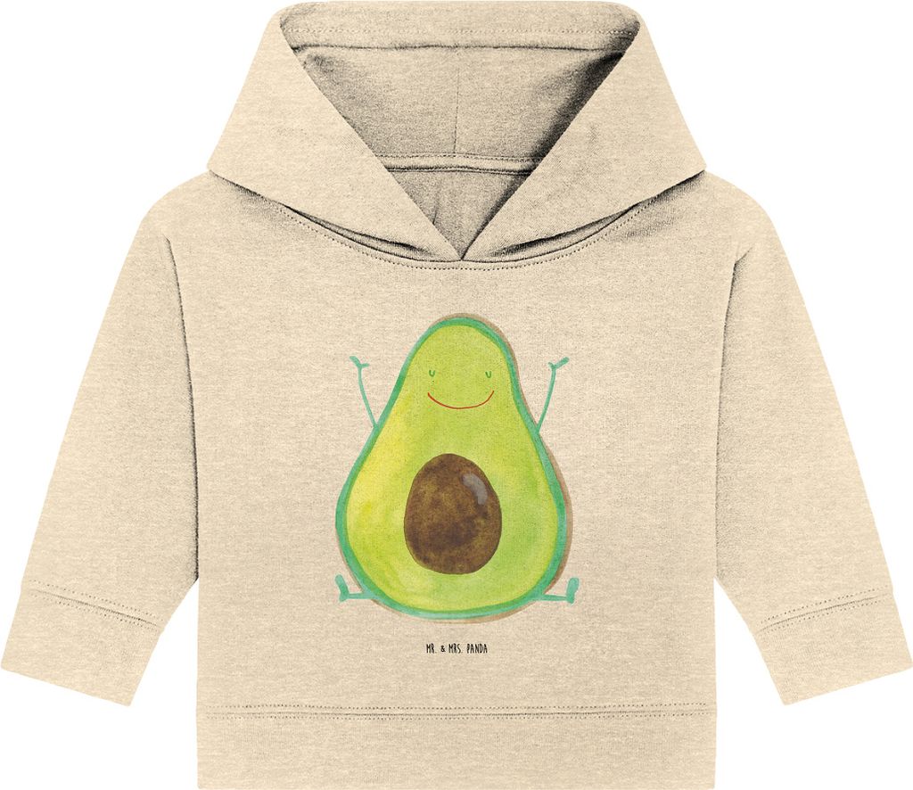 Mr. & Mrs. Panda Organic Baby Hoodie Avocado Glücklich 24. - 36. Monat - Natural Raw - Geschenk, Chaos, Kapuzenshirt, Juhuu, Freude, Kapuzensweats...