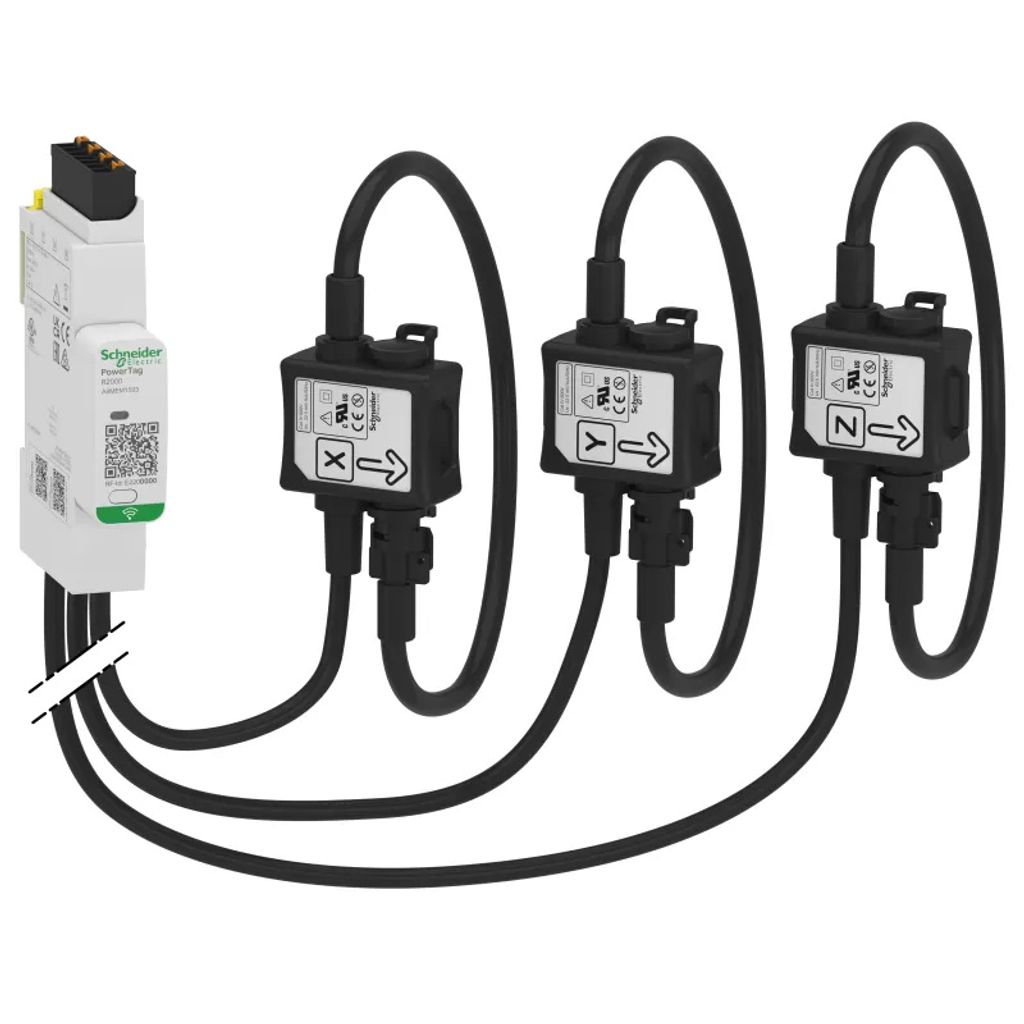 Schneider Electric Energiezähler, PowerTag Rope 2000A 3P/3P+N, Funk, Position oben und unten, Genauigkeitsklasse 1 A9MEM1593