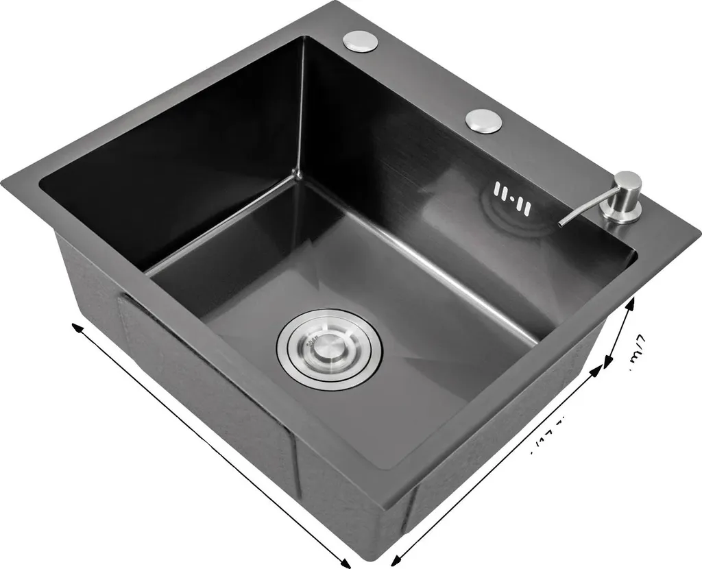 Évier de cuisine noir robuste pour un usage familial - Inox Durable
