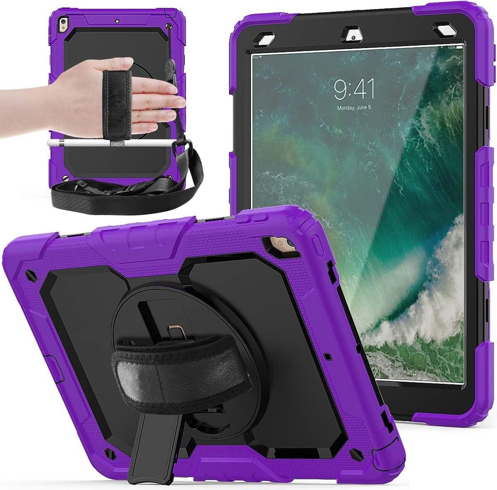 Tasche für iPad 9/8/7 10.2" mit Ständer und Schultergurt Lila