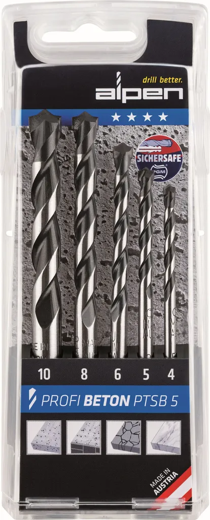 Alpen PTSB 5 Set Punte Trapano Calcestruzzo Professionali - Alpen Originale