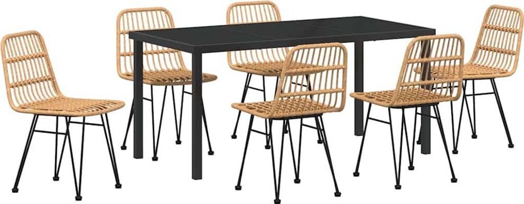 vidaXL Garten Essgruppe 7 pcs Braun Pulverbeschichteter Stahl