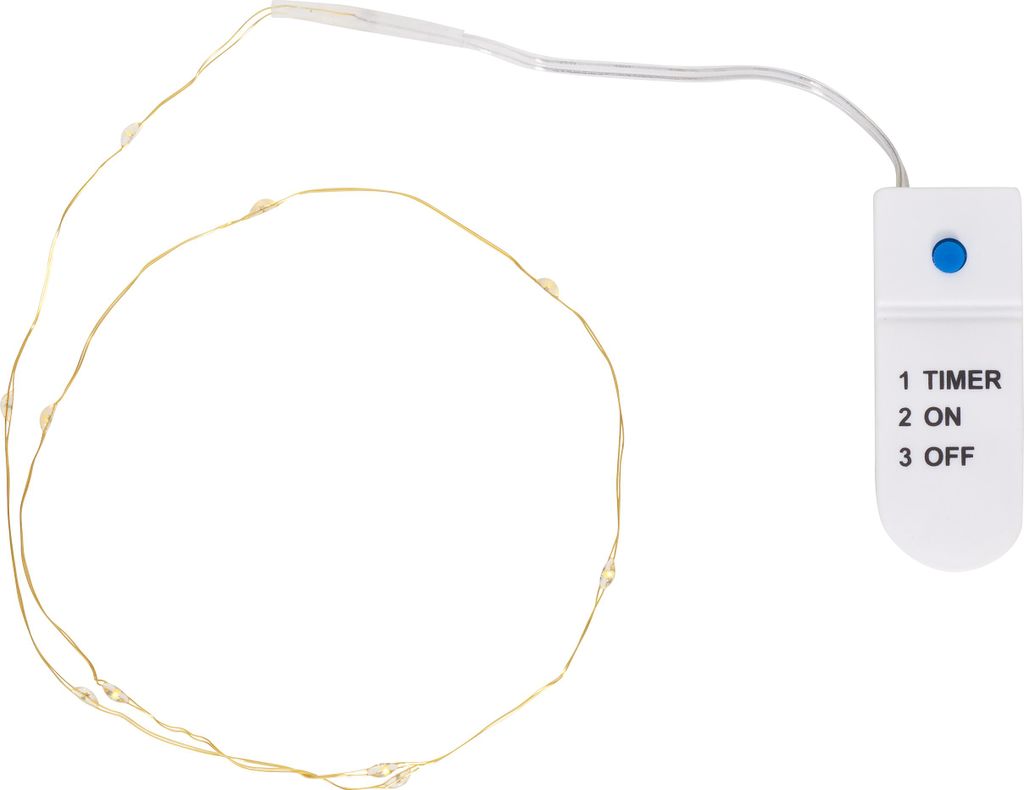 VBS Micro-LED-Lichterkette, goldfarbener Draht, mit Timer Produktbild 