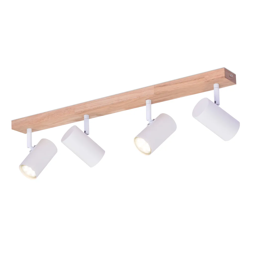ZMH Lampada Soffitto Bambini Legno Bianco 4 Luci GU10 Vintage - 9
