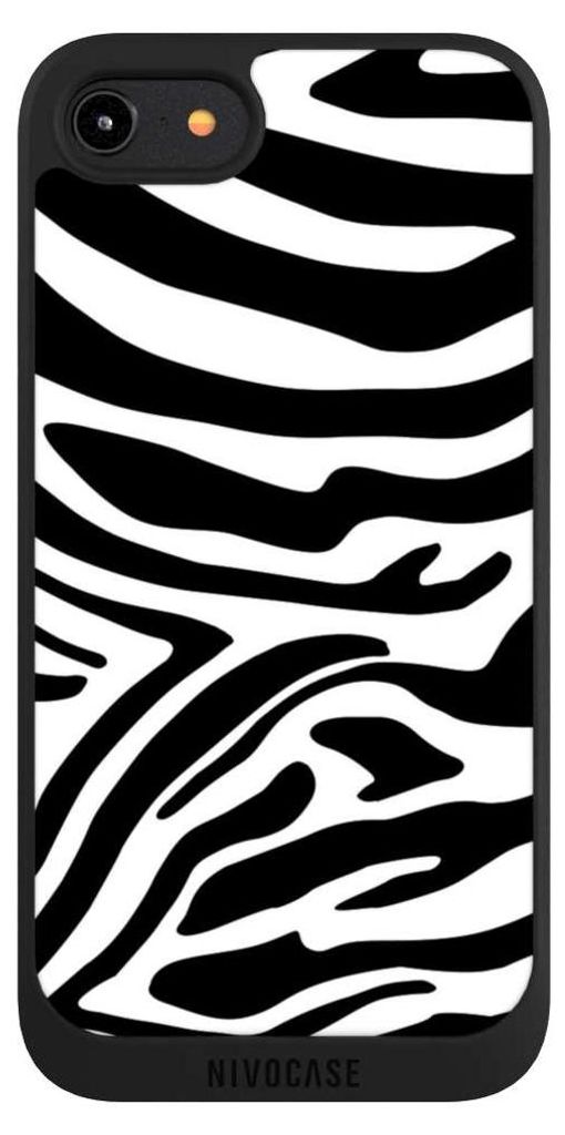 NIVOCASE Handyhülle für Apple iPhone 7 Hülle NIVOpure Case Schwarz Animal-Look Animalprint Zebra