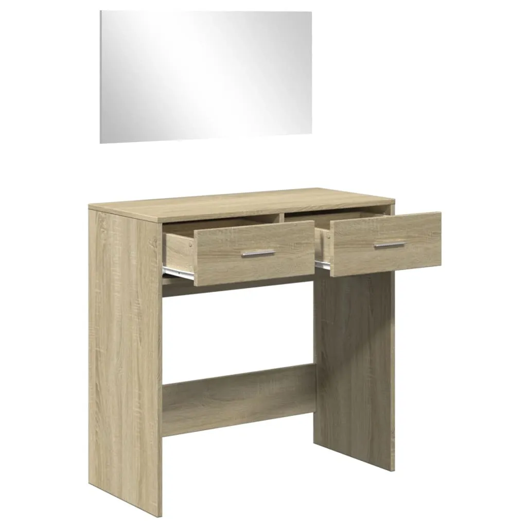Toilette Trucco Rovere Sonoma 80x80 cm con Specchio | Design Scandinavo - 4