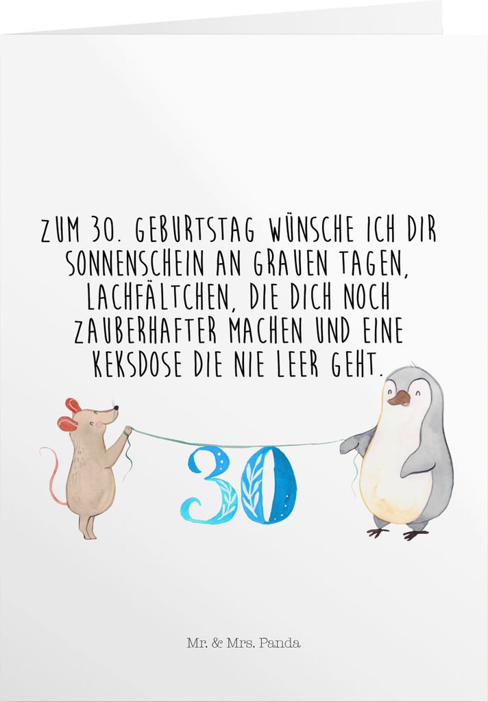 Mr. & Mrs. Panda Einladungskarte 30. Geburtstag Maus Pinguin - Weiß - Geschenk, einladungskarten, Glückwunschkarte, Geburtstagskarte, Gutscheinka...