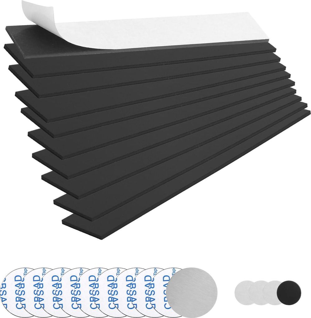 Selbstklebendes Magnetstreifen-Set – 14 Magnetstreifen mit Metallplatten und Magnetscheiben für Heimwerkerprojekte, Büro und Haushalt – 150 x...