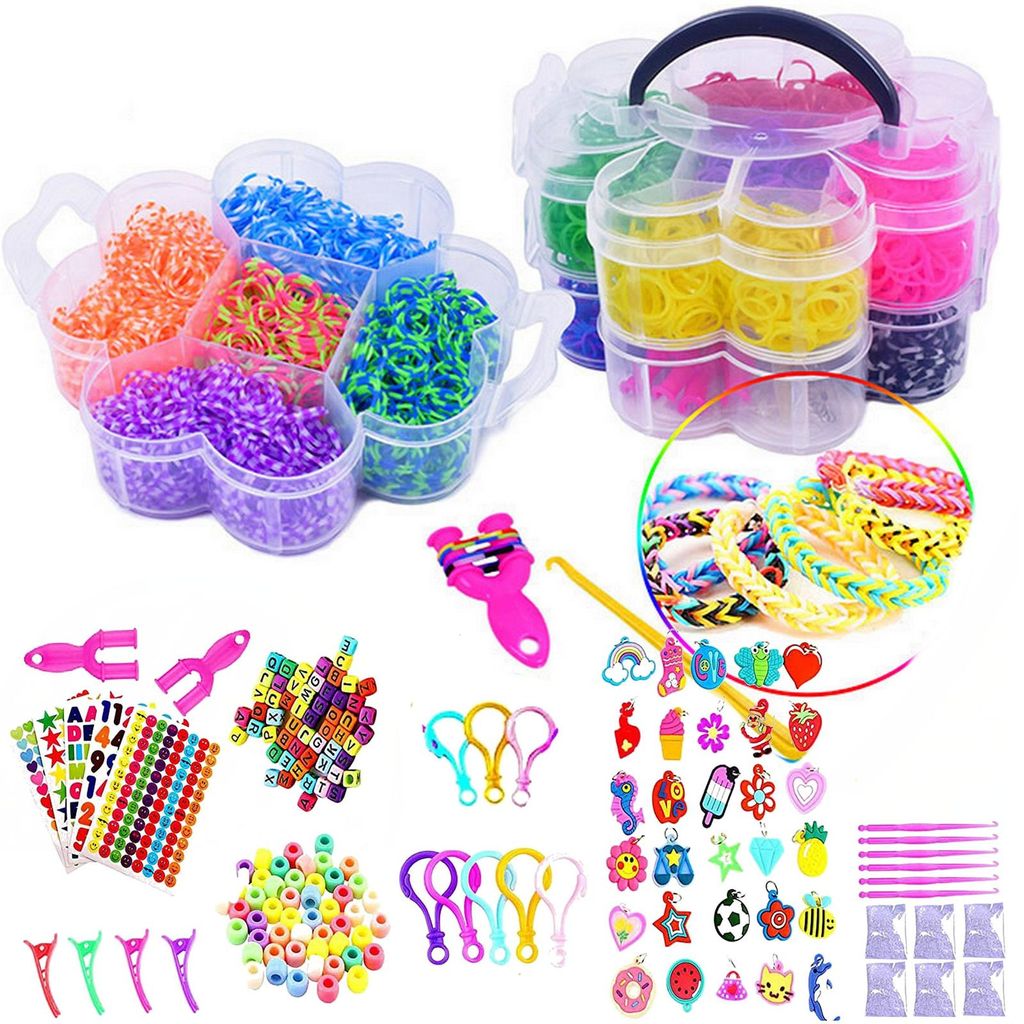 XXL Loom Bänder Set Kreativ Koffer Gummibänder für Armbänder Bastelset