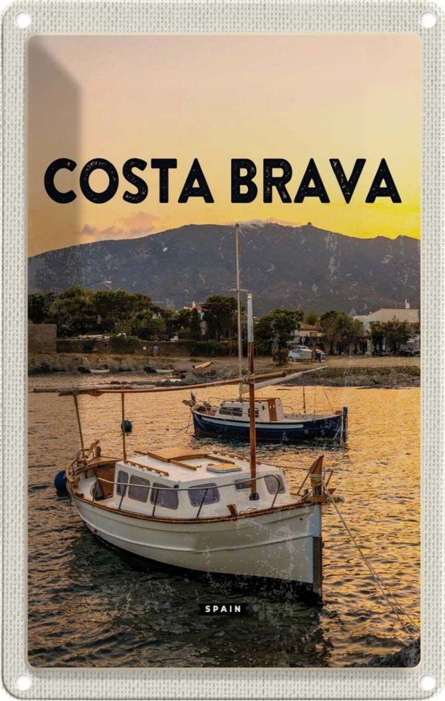 vianmo Blechschild 18x12 cm Costa Brava Spain Sonnenuntergang Meer Bildmotiv Reisemotiv Abenteuer Reisen Urlaub