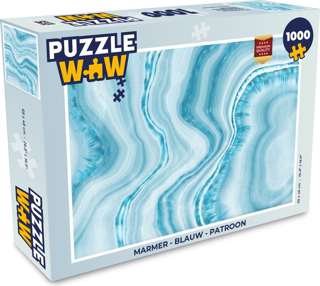 MuchoWow Puzzle 1000 Teile Marmor - Blau - Muster - Erwachsene - Rätsel