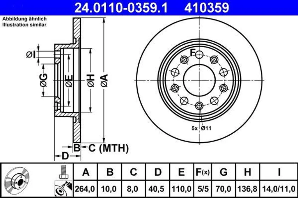 Disque de frein haute performance ATE 51806283 traité anticorrosion