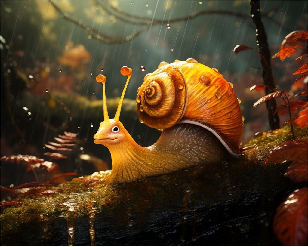 Wallario Poster - Schnecke auf Ast, Kunstdruck Größe: 40 x 50 cm