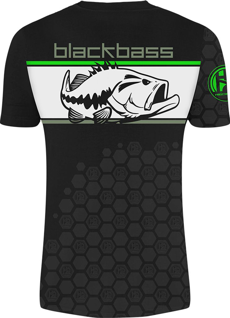 HOTSPOT DESIGN Linear Black Bass, XL, schwarz, T-Shirt, 010003904