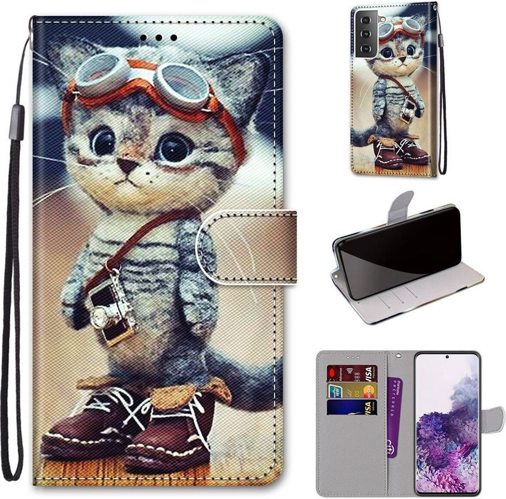 König Design Hülle kompatibel mit Samsung Galaxy S21 Plus Kunstleder Handyhülle - Handy Case Mehrfarbig