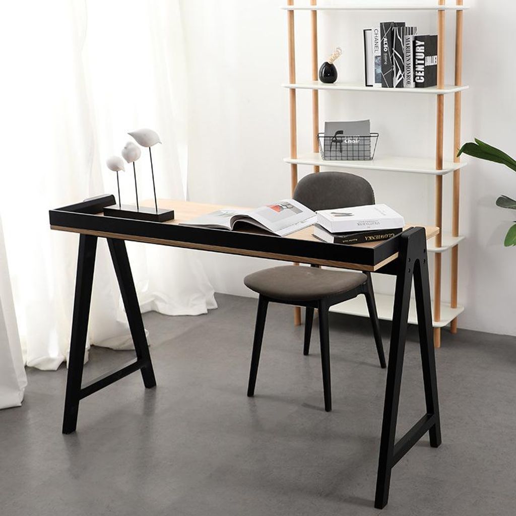 Vielseitiger Tisch – Schreibtisch, Computertisch, Bürotisch, Bartisch, Balkontisch – Modernes Design, Schwarz 118×53×75 cm 【BDT-0024H】