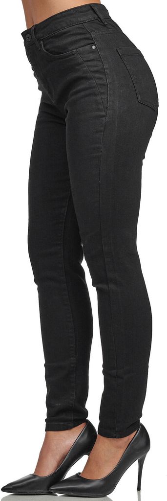 Tazzio Damen Skinny Fit High Waist Jeans F107 Schwarz 38