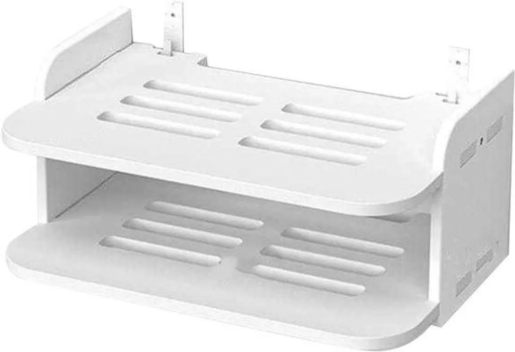 Support mural pour routeur WiFi sans perçage - Support antenne TV blanc