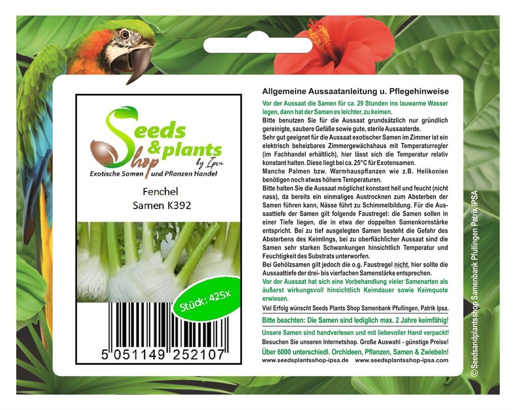 425x Fenchel Finale EKO Foeniculum vulgare Gemüse Saatgut Pflanzen Samen K392