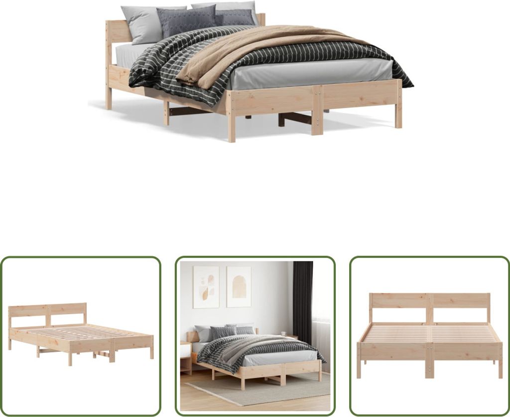 The Living Store Massivholzbett ohne Matratze 120x200 cm Kiefernholz