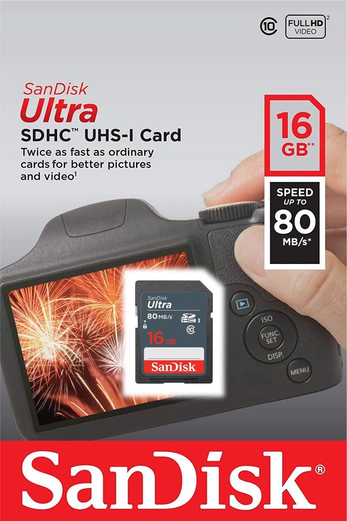 SanDisk Ultra, 16 GB, SDHC, Trieda 10, UHS-I, 80 MB/s, Obrázok produktu 