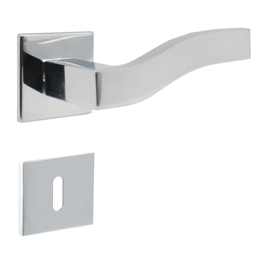 DOMINO Türgriff Drückergarnitur BB-Buntbart Set | Türklinke für Zimmertür, Bürotür, Kellertür & Innentür | Legierter Stahl | Chrom Farbe| ...
