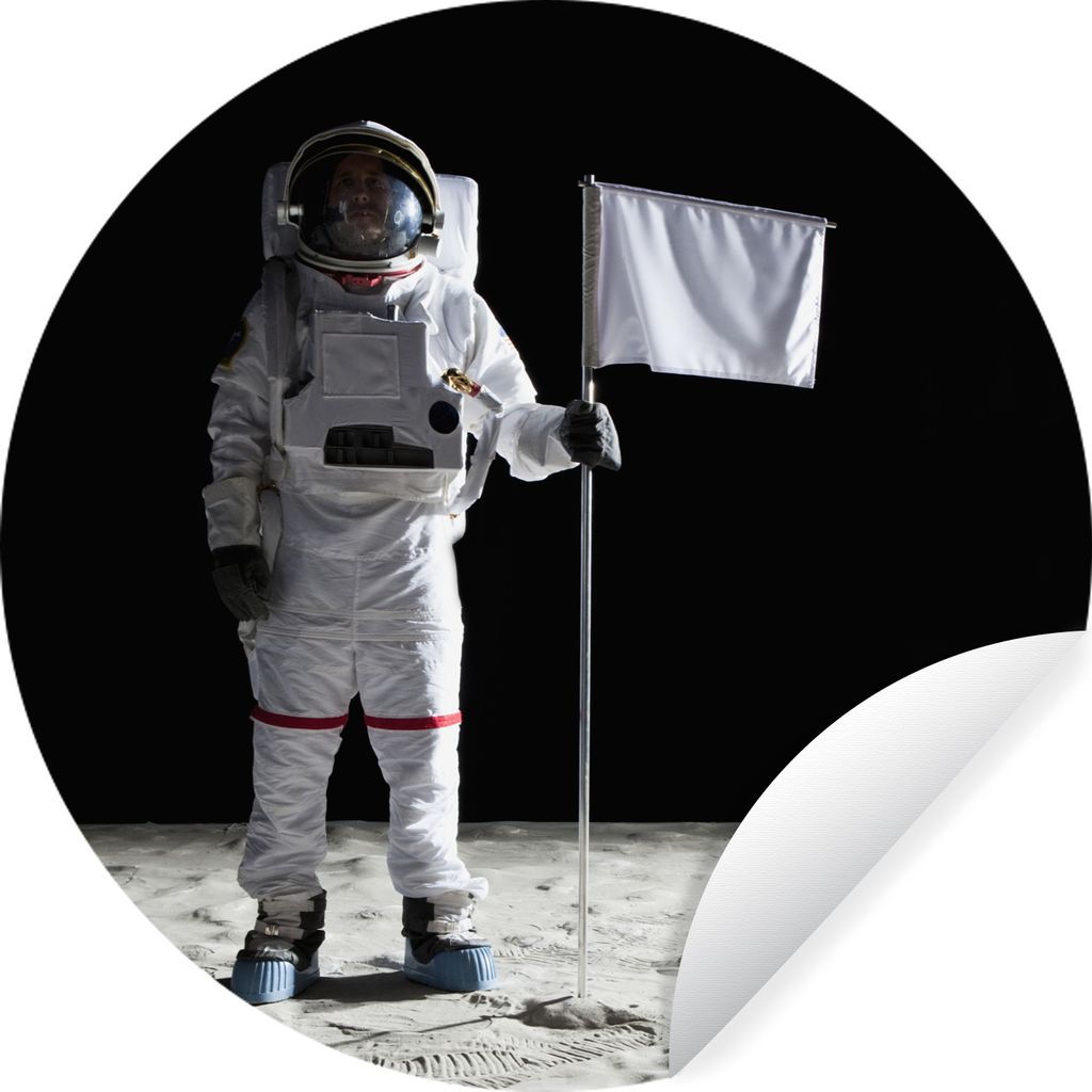 MuchoWow Runde Wandtattoo - Wandsticker Tapete Aufkleber Mond - Weltraum - Astronaut Ø 100 cm Selbstklebend und Repositionierbar - Wandaufkleber...