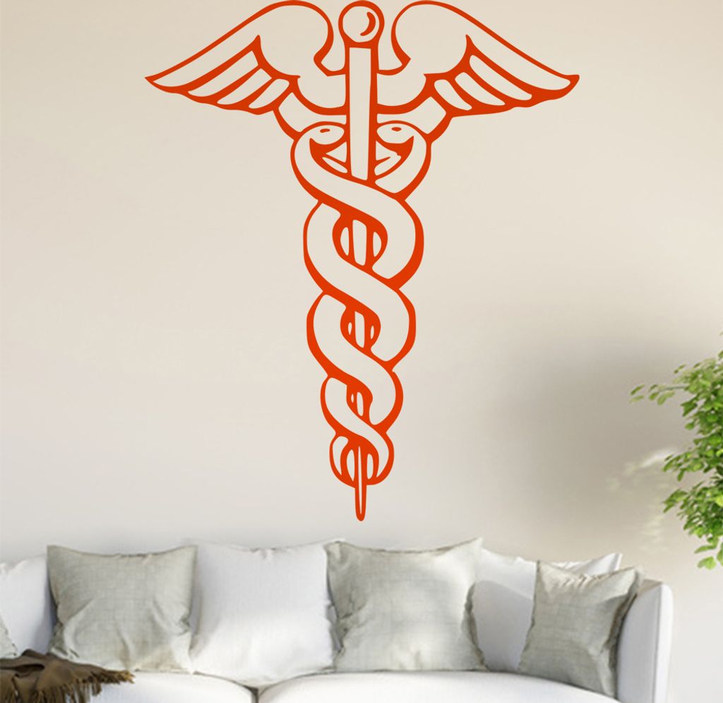 Äskulapstab Wandtattoo in 6 Größen - Wandaufkleber Wall Sticker - Dekoration, Küche, Wohnzimmer, Schlafzimmer, Badezimmer