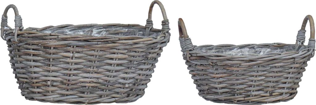 Blumentopfkorb mit Speicher 2 pcs Grau Lacak Rattan