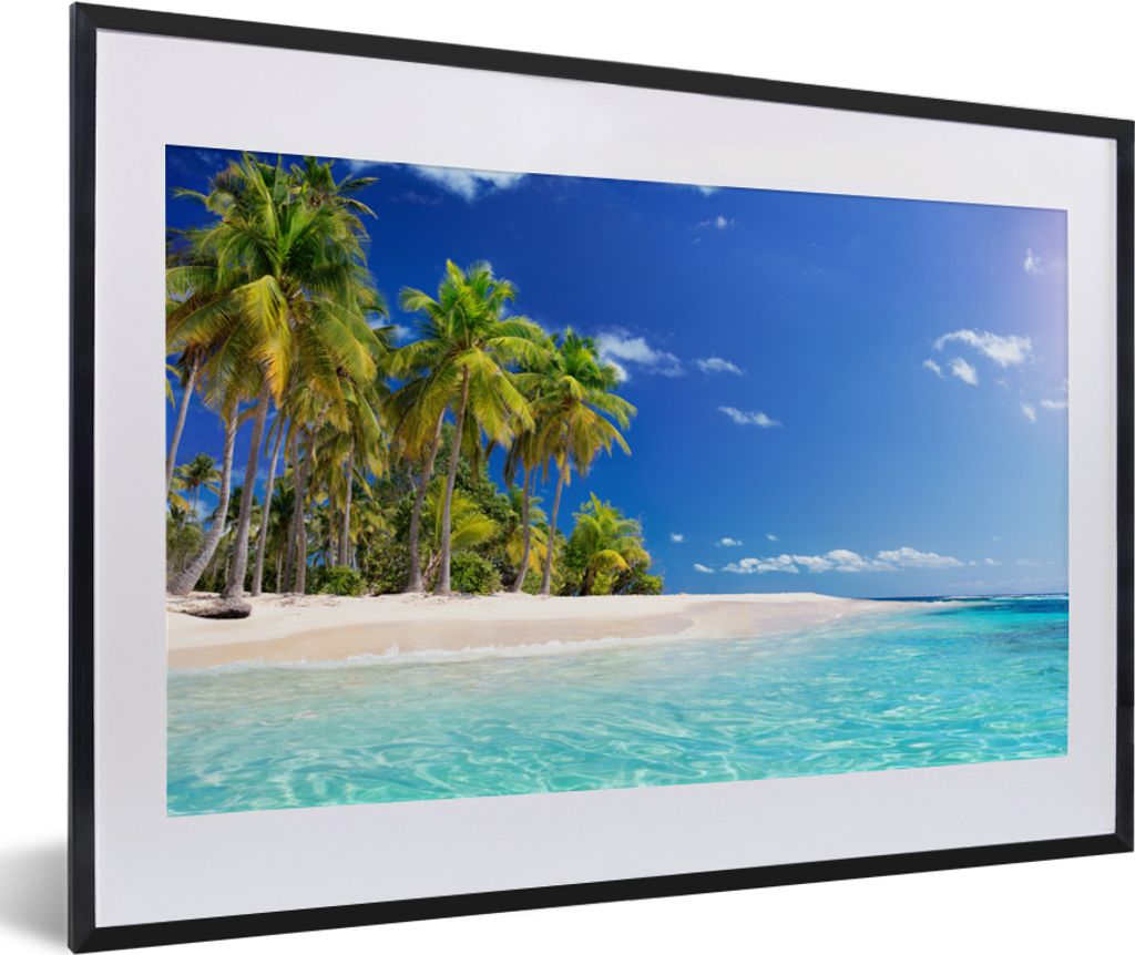 MuchoWow Gerahmtes Poster Strand - Meer - Palme 60x40 cm - Poster mit Schwarzem Bilderrahmen Wandposter Rahmen Foto Bilder - Schlafzimmer - Plaka...