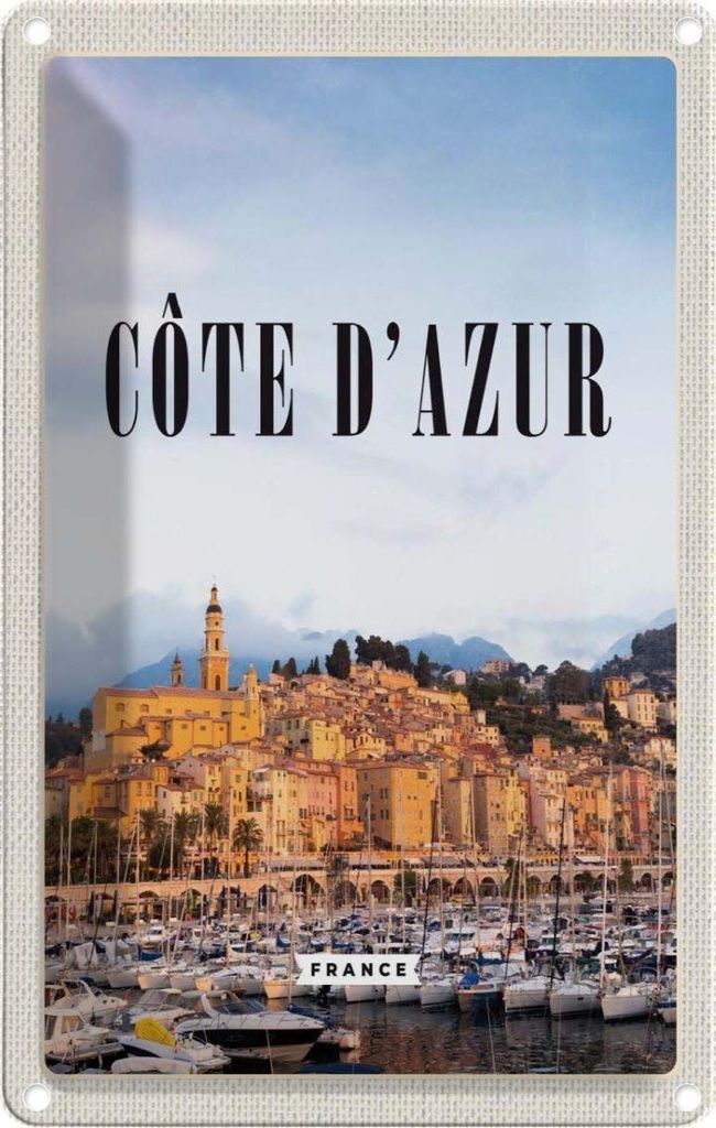 vianmo Blechschild 30x20 cm Cote d'azur France Panorama Bild Bildmotiv Reisemotiv Abenteuer Reisen Urlaub