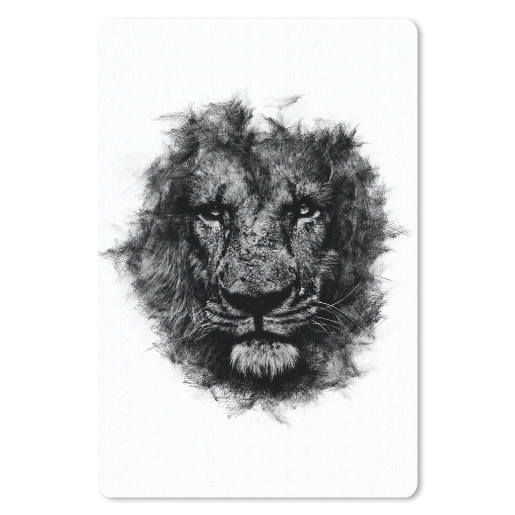 MuchoWow Mauspad Mousepad Löwe - Schwarz - Weiß 18x27 cm - Mousepads - Maus Mat - Pad - Mausunterlage