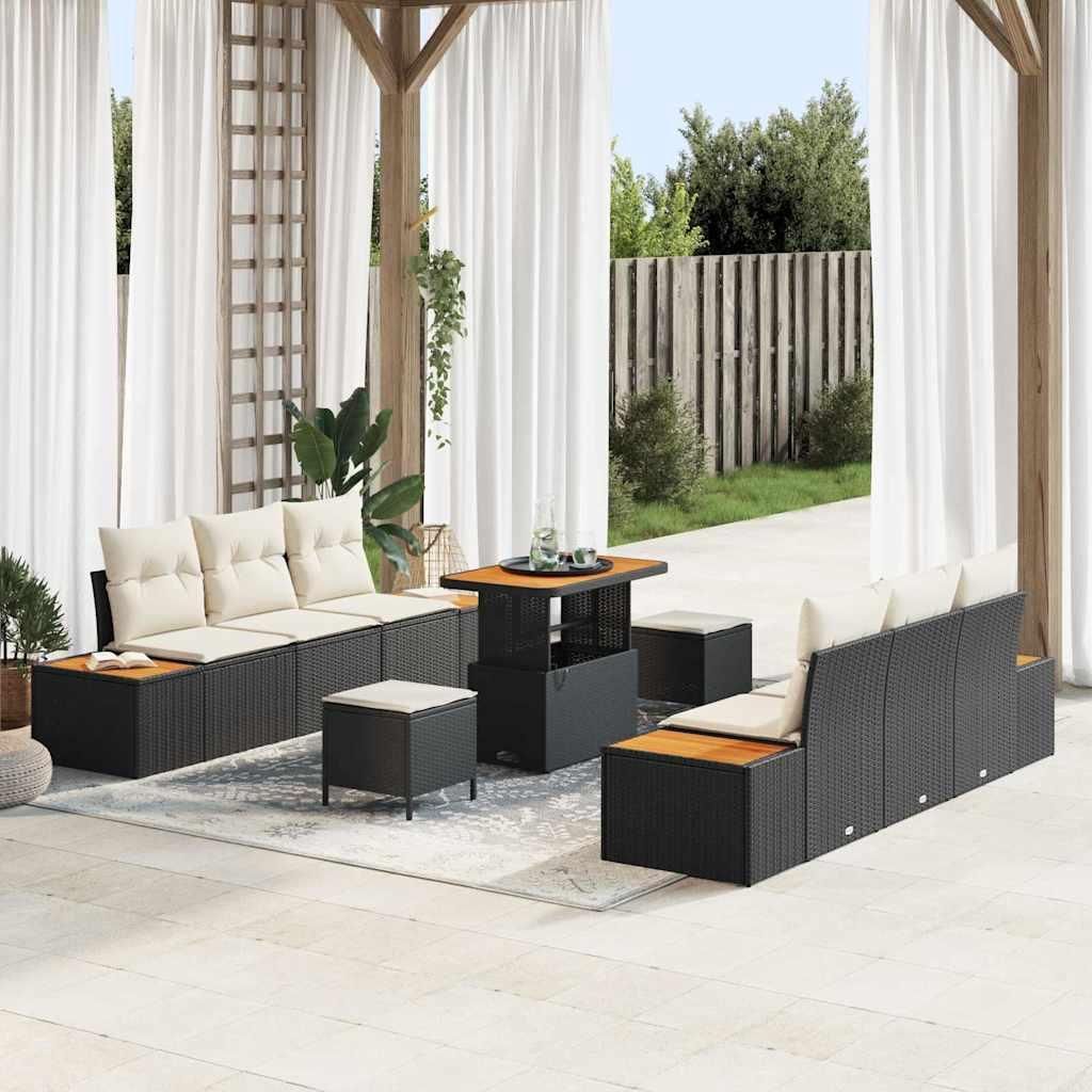 Maison Exclusive - Gartensofa-set 9 pcs Schwarz Poly-Rattan