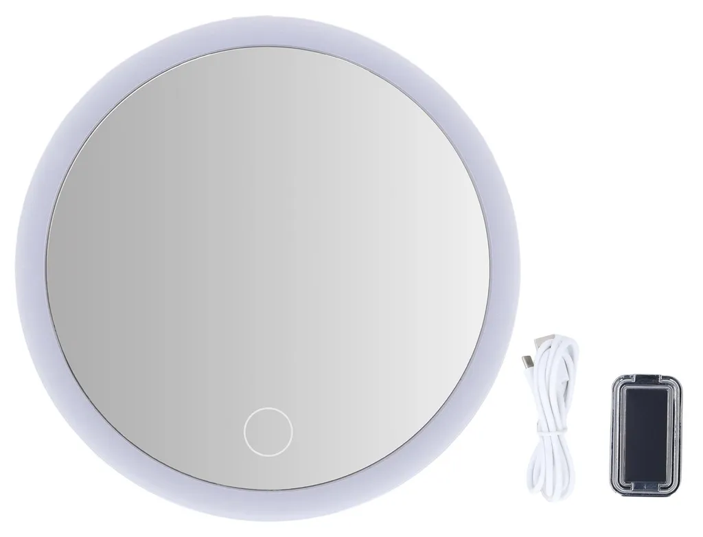 Miroir Maquillage 20x pour Lavabo avec Éclairage LED et Support Mobile