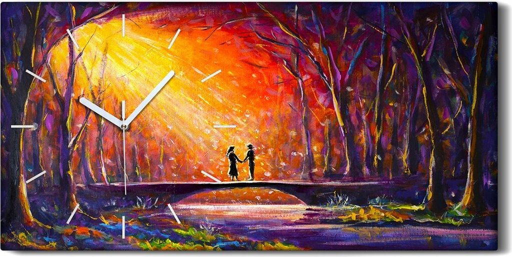 Wohnzimmer-Bild Leinwand Uhr Kunstdruck 60x30 Moderne Eindruckistische Malerei - weiße Hände